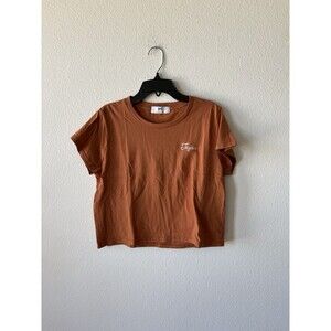 Sideline Burnt Orange UT Tejas Embroidered Crop Top Short Sleeve T-Shirt Small